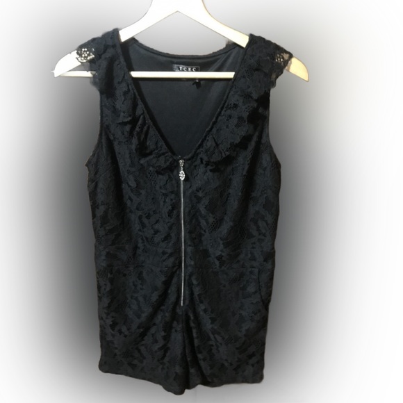 TCEC Lace Shorts Black Romper Size large - Picture 1 of 6